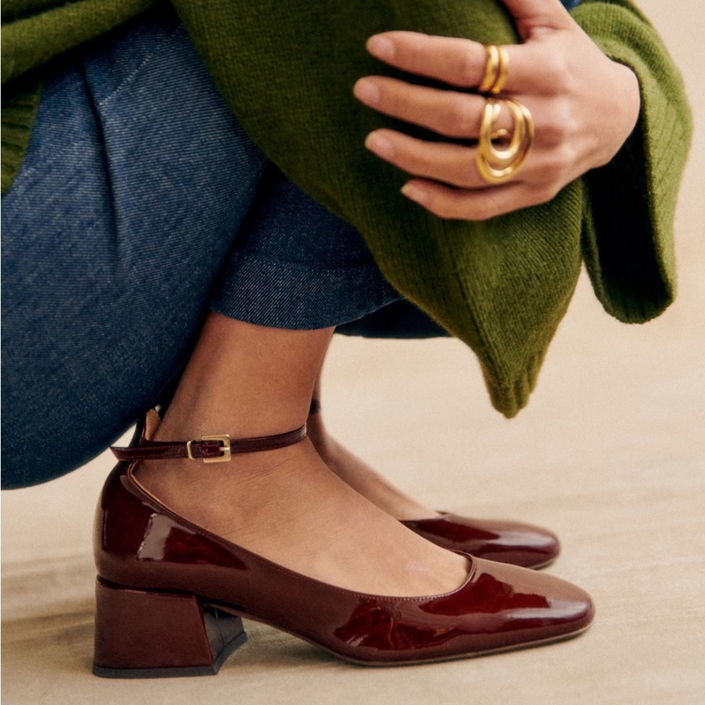 Sezane Mélanie Mary Janes Patent Purple - Size 8